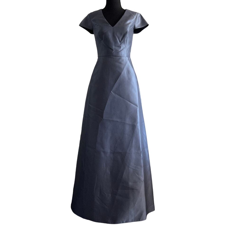 Alfred Sung Dress Size 0 Sateen Twill With Capsleeve Silverstone D779